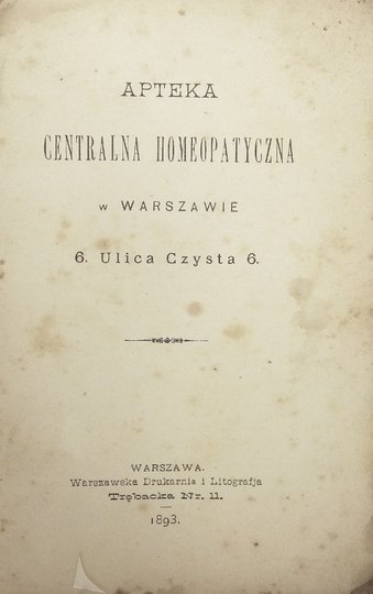 APTEKA centralna homeopatyczna w Warszawie, 6. Ulica Czysta