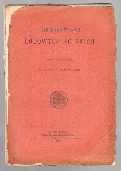 Malinowski Lucyjan - O niektórych wyrazach ludowych polskich