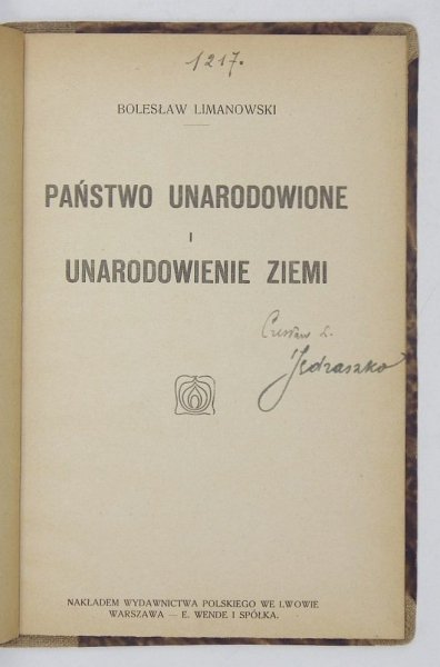 Limanowski Bolesław - Państwo unarodowione i unarodowienie ziemi
