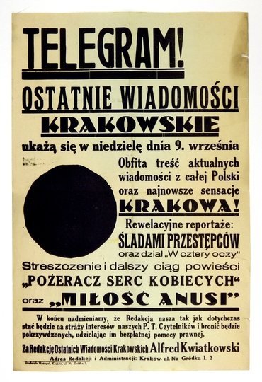 OSTATNIE Wiadomości Krakowskie. Gazeta codzienna dla wszystkich. [Bez numeru]: 9 IX [1934]. 