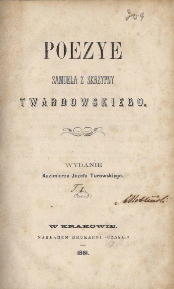 TWARDOWSKI Samuel z Skrzypny - Poezye