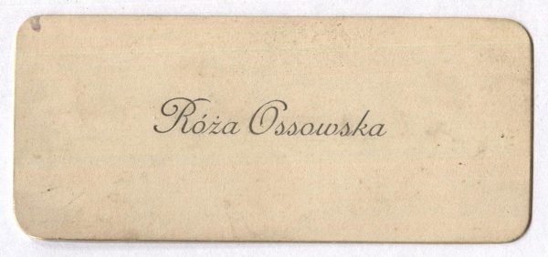 [OSSOWSKA Róża]. Róża Ossowska.