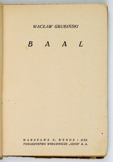 GRUBIŃSKI Wacław - Baal. 1922