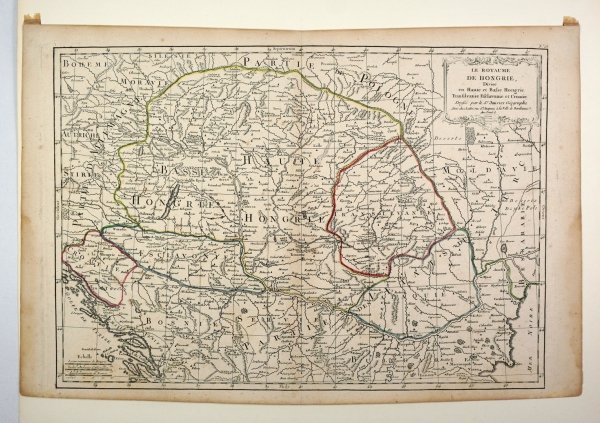 [Węgry] Le Royaume de Hongrie, Divise en Haute et Basse Hongrie Transilvanie Esclavonie et Croatie [ca 1790]