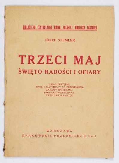 STEMLER Józef - Trzeci Maj. Święto radości i ofiary