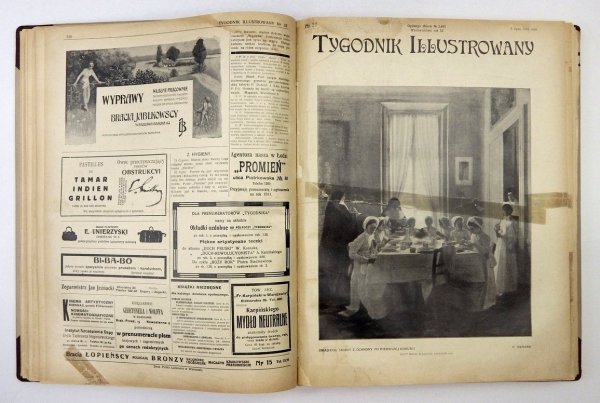 TYGODNIK Illustrowany. Pismo obejmujące ważniejsze wypadki spółczesne, życiorysy znakomitych ludzi, zbytki i pamiątki krajowe, podróże, powieści i poezye [...]. Warszawa. Nakł. J. Ungra.  R. 52, półrocze 1, nr 1 (og. zb. nr 2.669)-26 (og. zb. nr 2.694): 7