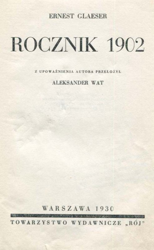 Glaeser Ernest - Rocznik 1902.