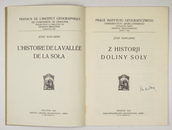 SZAFLARSKI Józef - Z historji doliny Soły.