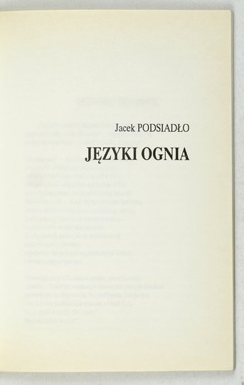 PODSIADŁO Jacek - Języki ognia