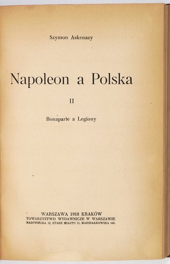 ASKENAZY Szymon - Napoleon a Polska. T. 1-3 (w 2 wol.).