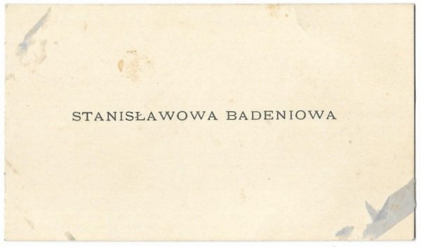 [BADENI Cecylia]. Stanisławowa Badeniowa.