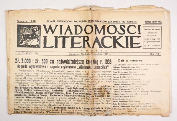 [Bruno Schulz] Wiadomości Literackie. R. 12, nr 51/52 (631/632): 29 XII 1935. s. 24.