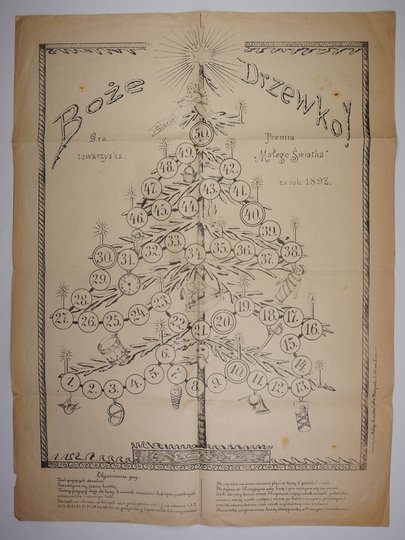 [GRA planszowa]. Boże drzewko. Gra towarzyska. Premia &quot;Małego Światka&quot; na rok 1897. Litografia na ark. 68x50,2 cm.