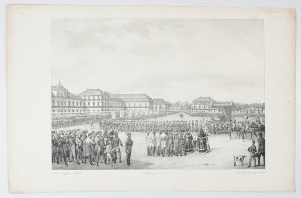 [WARSZAWA]. [Plac Saski]. Litografia form. 24,3x34,6 na ark. 30,1x46,7 cm.