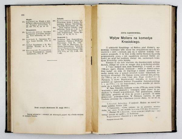 PAMIĘTNIK Literacki. Czasopismo kwartalne poświęcone historyi i krytyce literatury polskiej [...].  Pod red. Wiktora Hahna. R. XIII 1914-15