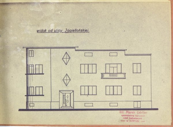 [STRYJ]. &quot;Plan budynku mieszkalnego WPP. Dra N. Schächtera, Cecylji Lindenberg i Emanuela Lindenberga w Stryju. 1936.
