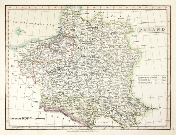 [POLSKA]. Poland. Miedzioryt kolorowany form. 26,3x34,8 na ark. 31,7x39,6 cm.