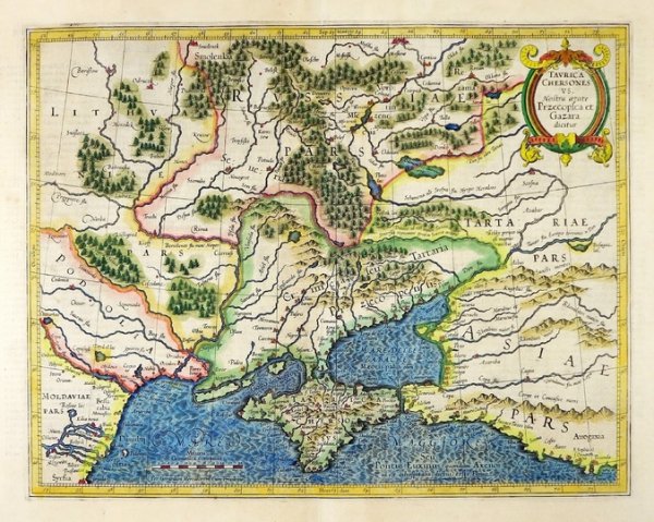 [UKRAINA]. Tavrica Chersonesvs. Nostra aetate Przecopsca et Gazara dicitur. Miedzioryt kolorowany form. 31,2x39,8 na ark. 41,5x52 cm