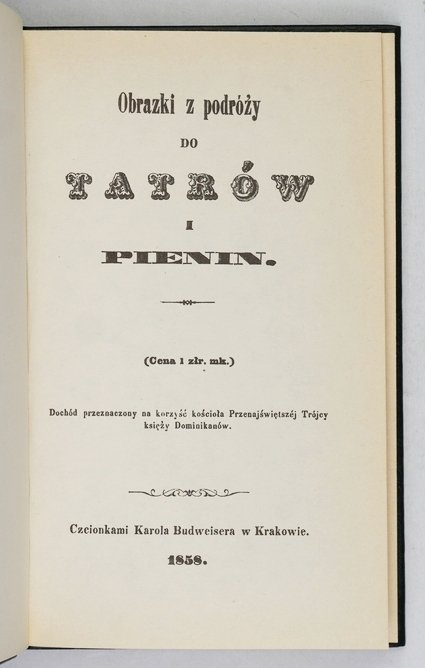 Obrazki z podróży do Tatrów i Pienin [reprint]