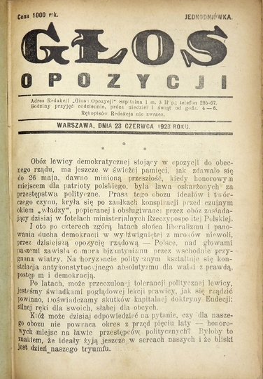 GŁOS Opozycji. Tygodnik polityczno-społeczny.