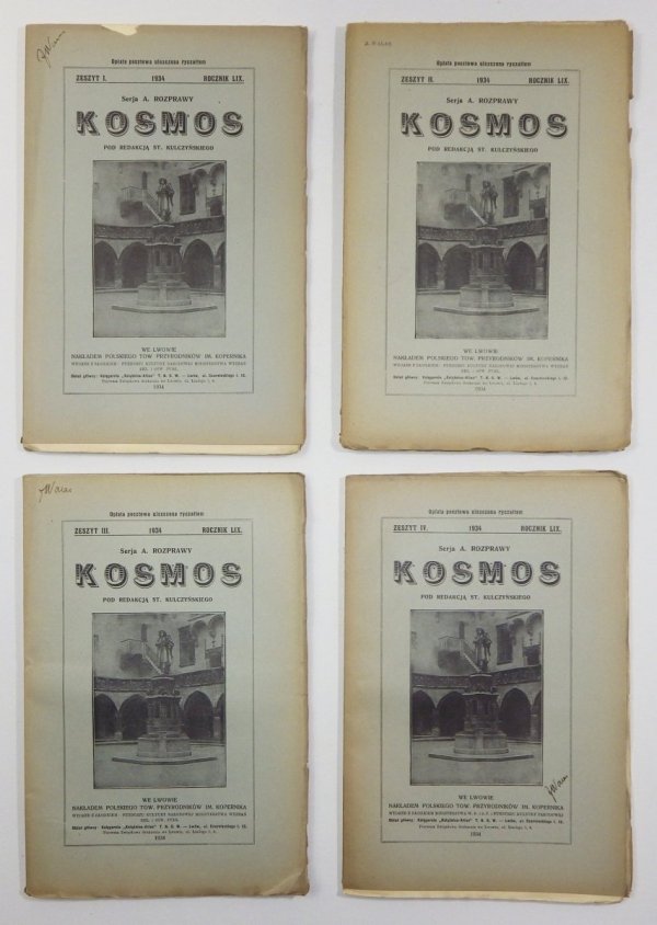 Kosmos. Czasopismo Polskiego Towarzystwa Przyrodników im. Kopernika. Serja A - Rozprawy. R. 59: 1934, z. 1-4 