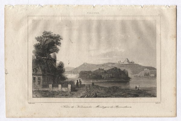 [KRAKÓW: Kopiec Kościuszki]. Tertre de Kosciuszko. Montagne de Bronislawa. Staloryt form. 10x15,7 na ark. 13x20,3 cm.