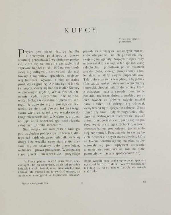 Rocznik Krakowski. Pod red. Stanisława Krzyżanowskiego. T.14: Kutrzeba Stanisław, Ptaśnik Jan - Dzieje handlu i kupiectwa krakowskiego
