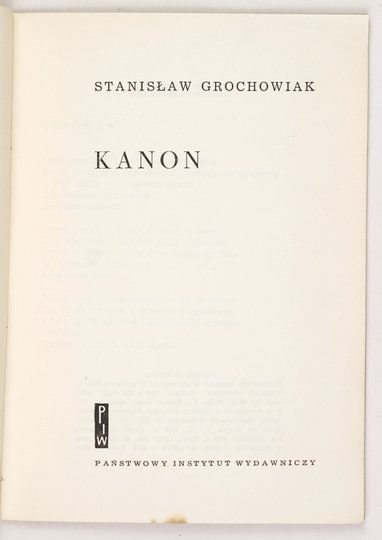 GROCHOWIAK Stanisław - Kanon