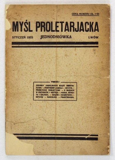 [JEDNODNIÓWKA]. MYŚL Proletarjacka. Jednodniówka.