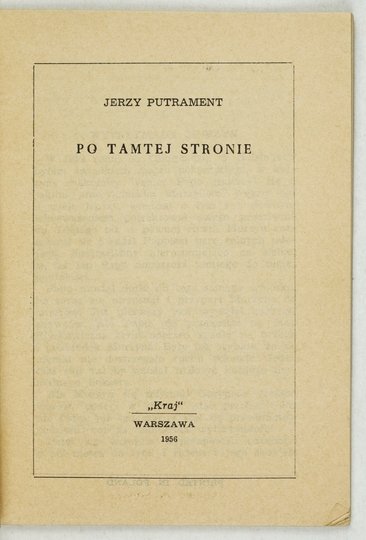 PUTRAMENT Jerzy - Po tamtej stronie.