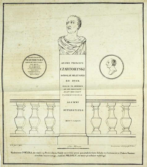 [CZARTORYSKI Adam Kazimierz]. Adamo Principi Czartoryski Scholae Militaris eo Duce hisce in aedibus ab A-no MDCCLXV ab A-um MDCCXCIV florentissimae alumni superstites. MDCCCXXIV.