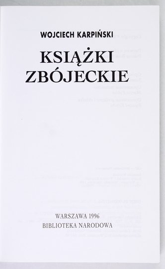 KARPIŃSKI Wojciech - Książki zbójeckie.