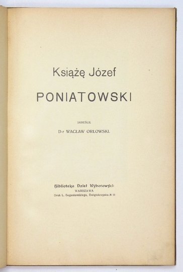 ORŁOWSKI Wacław - Książę Józef Poniatowski.
