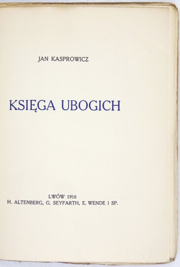 Kasprowicz Jan - Księga ubogich