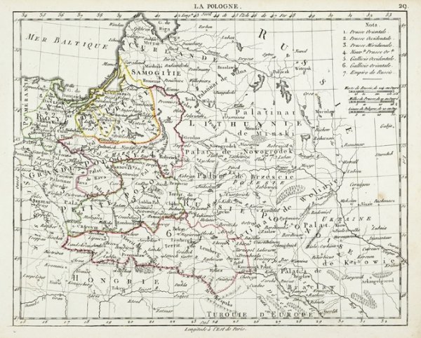[POLSKA]. La Pologne. Miedzioryt kolorowany form. 17,6x22 cm.