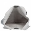 Torebka Skórzana Shopper Bag z Kosmetyczką Srebrna