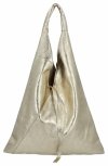 Torebka Skórzana Shopper Bag z Etui Złota