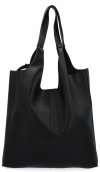 Torebka Skórzana Shopper Bag z Kosmetyczką Czarna
