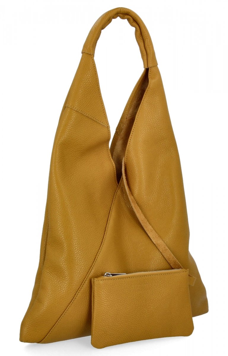 Torebka Skórzana Shopper Bag z Etui Musztardowa