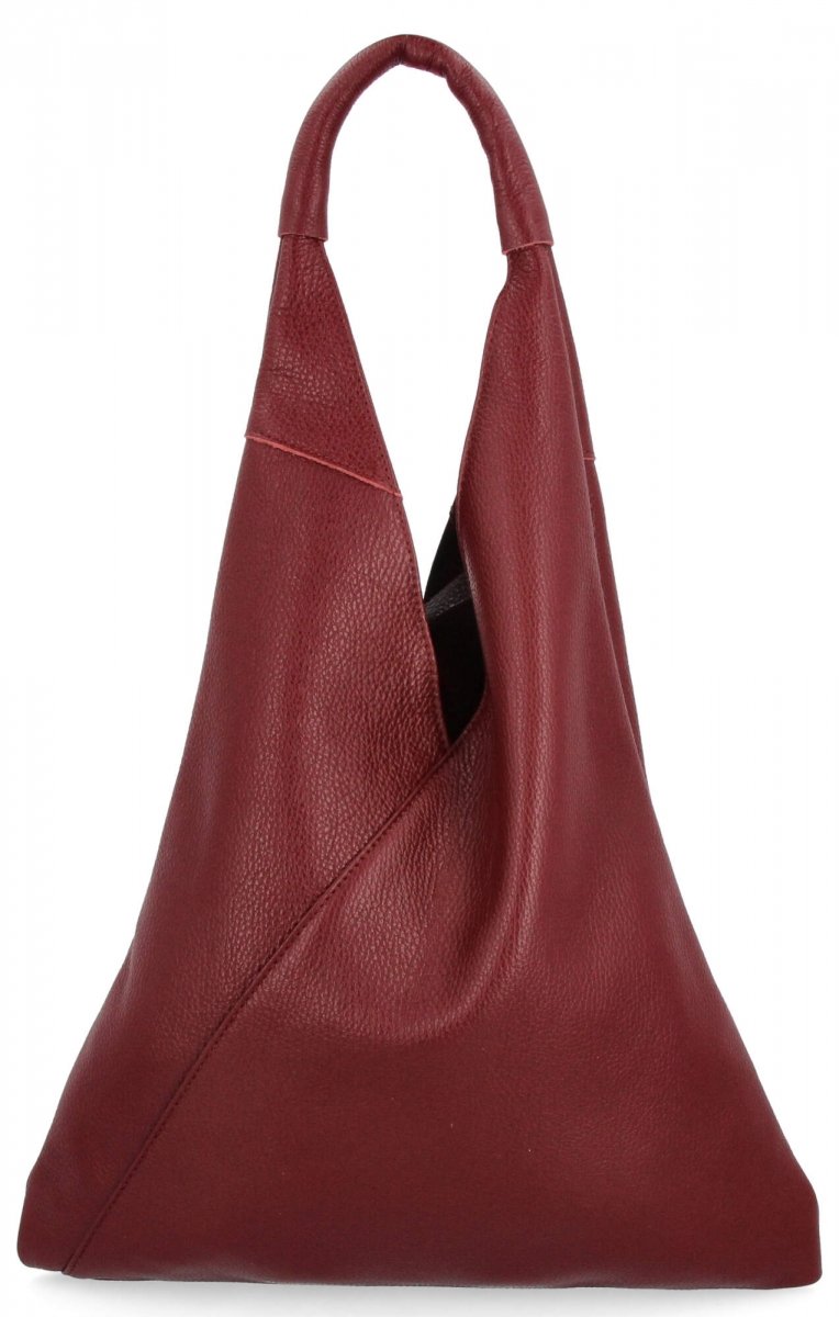 Torebka Skórzana Shopper Bag z Etui Ciemno Bordowa