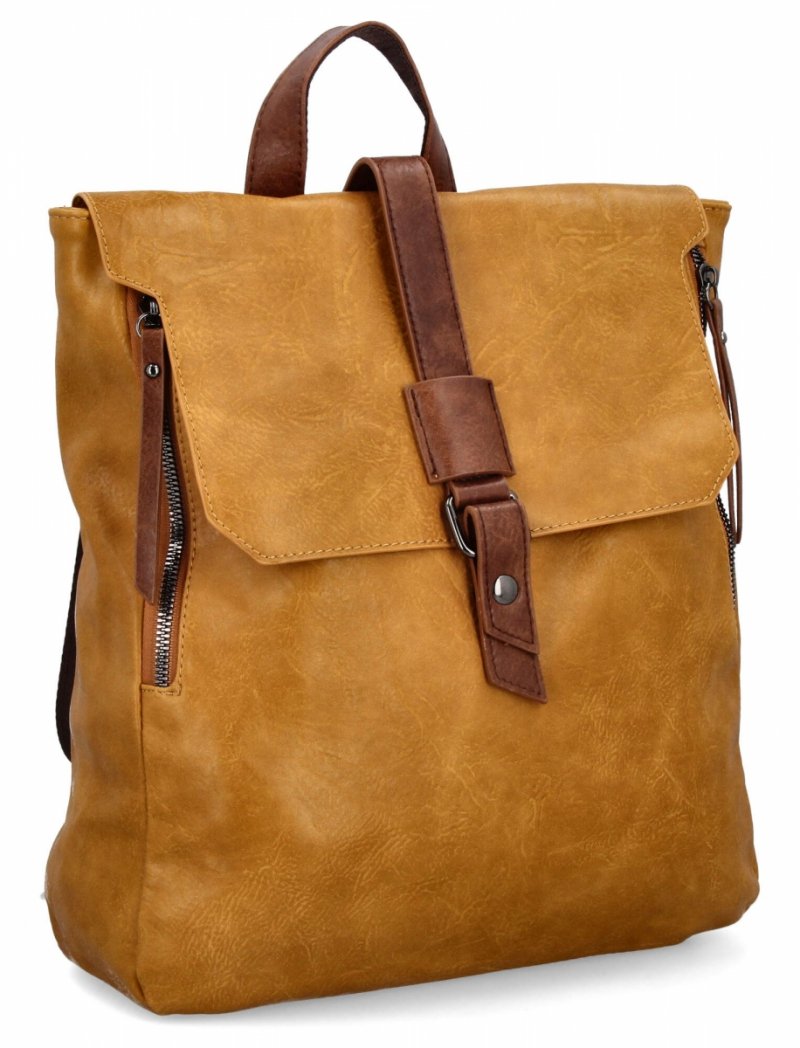 Duży Plecak Damski w Stylu Vintage firmy Herisson Musztardowy