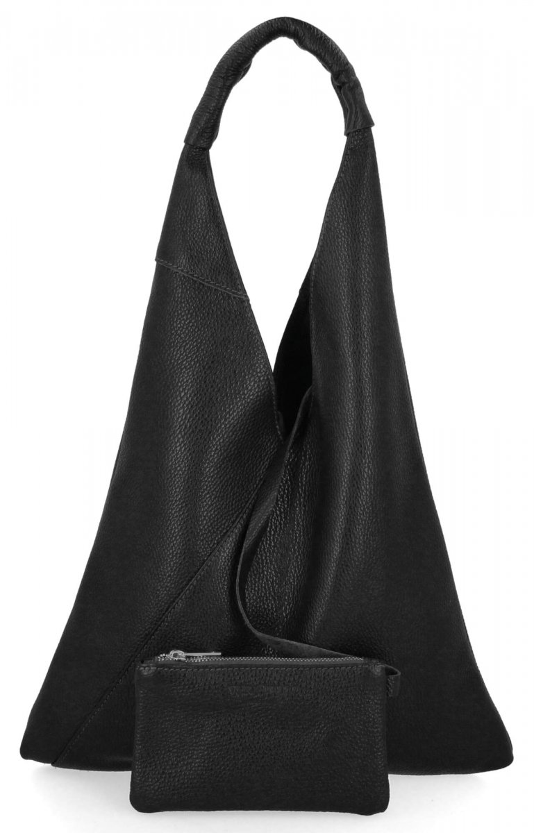 Torebka Skórzana Shopper Bag z Etui Czarna