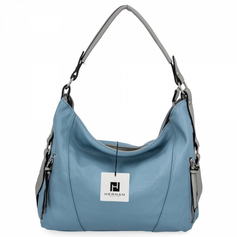 Miejska Torebka Damska firmy Hernan HB0187 Błękitna/Jasno Szara