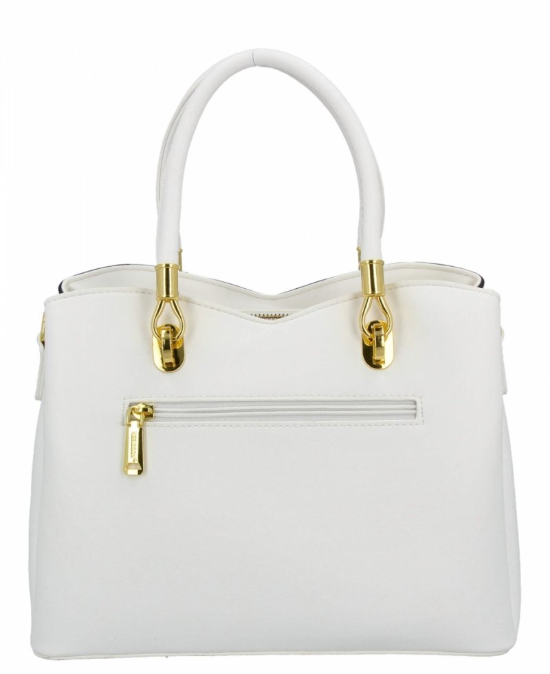 Modna Torebka Damska Kuferek 3 Komory firmy Herisson Biała/Żółta