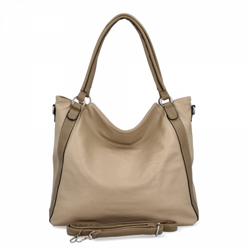 Torebka Damska Shopper Bag XL firmy Hernan HB0337 Ciemno Beżowa/Ziemista