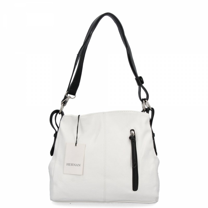 Torebka Damska Shopper Bag XL firmy Hernan Biała/Czarna