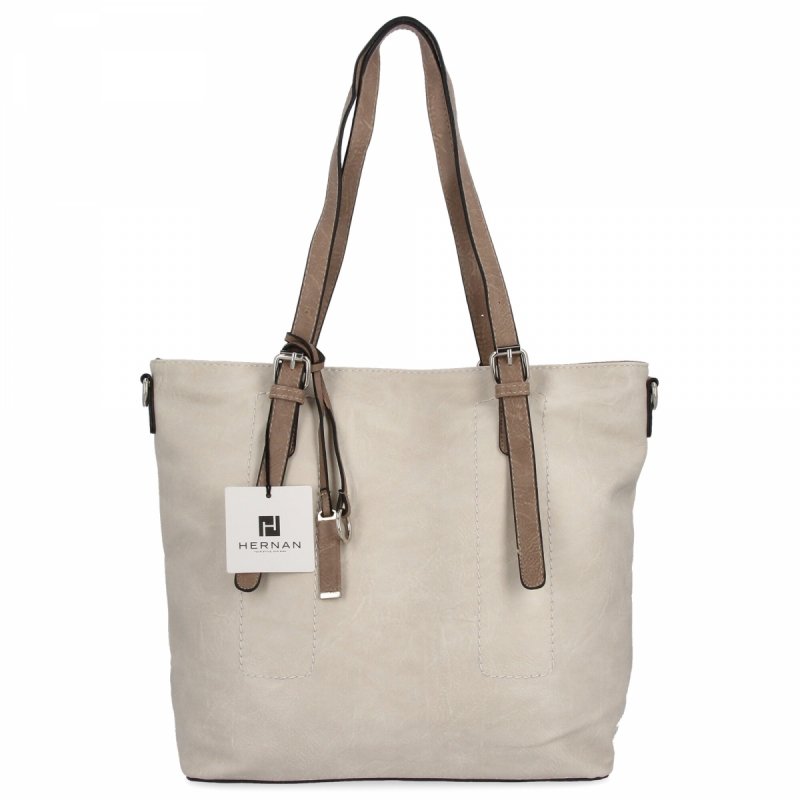 Uniwersalna Torebka Damska Shopper Bag XL firmy Hernan Beżowa/Ziemista