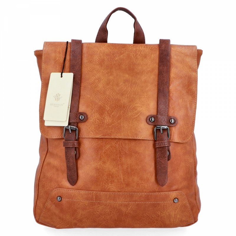 Stylowy Plecak Damski XL Vintage firmy Herisson Jasno Rudy