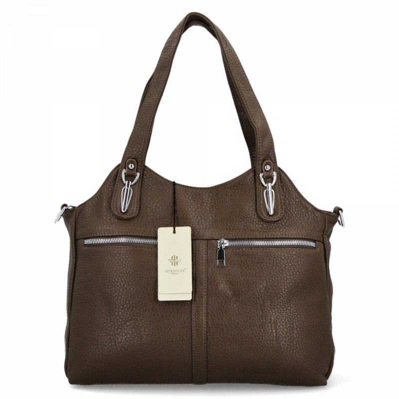Torebka Damska typu Shopper Bag firmy Herisson Ciemno Ziemista