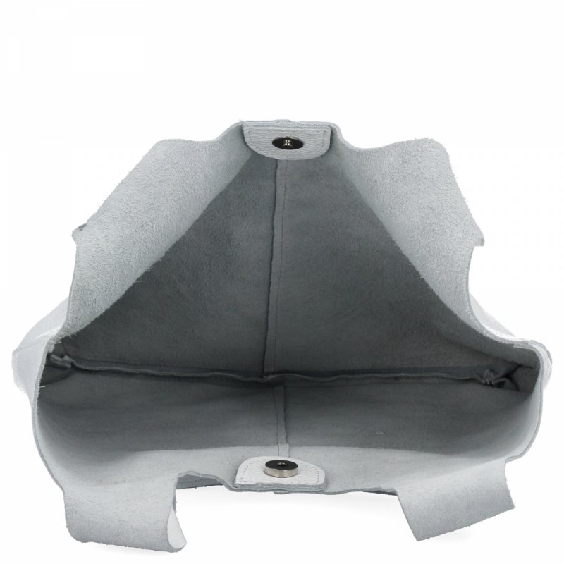 Torebka Skórzana Shopper Bag z Kosmetyczką Biała